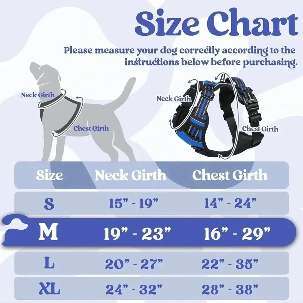Rabbitgoo Blue Dog Harness for Medium Dogs Pet Walking